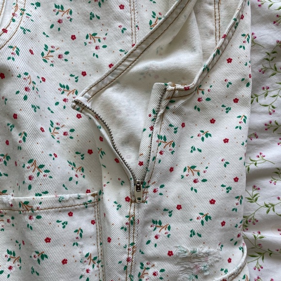 Zara Girls Flower Print White Short Overalls - Picture 5 of 6